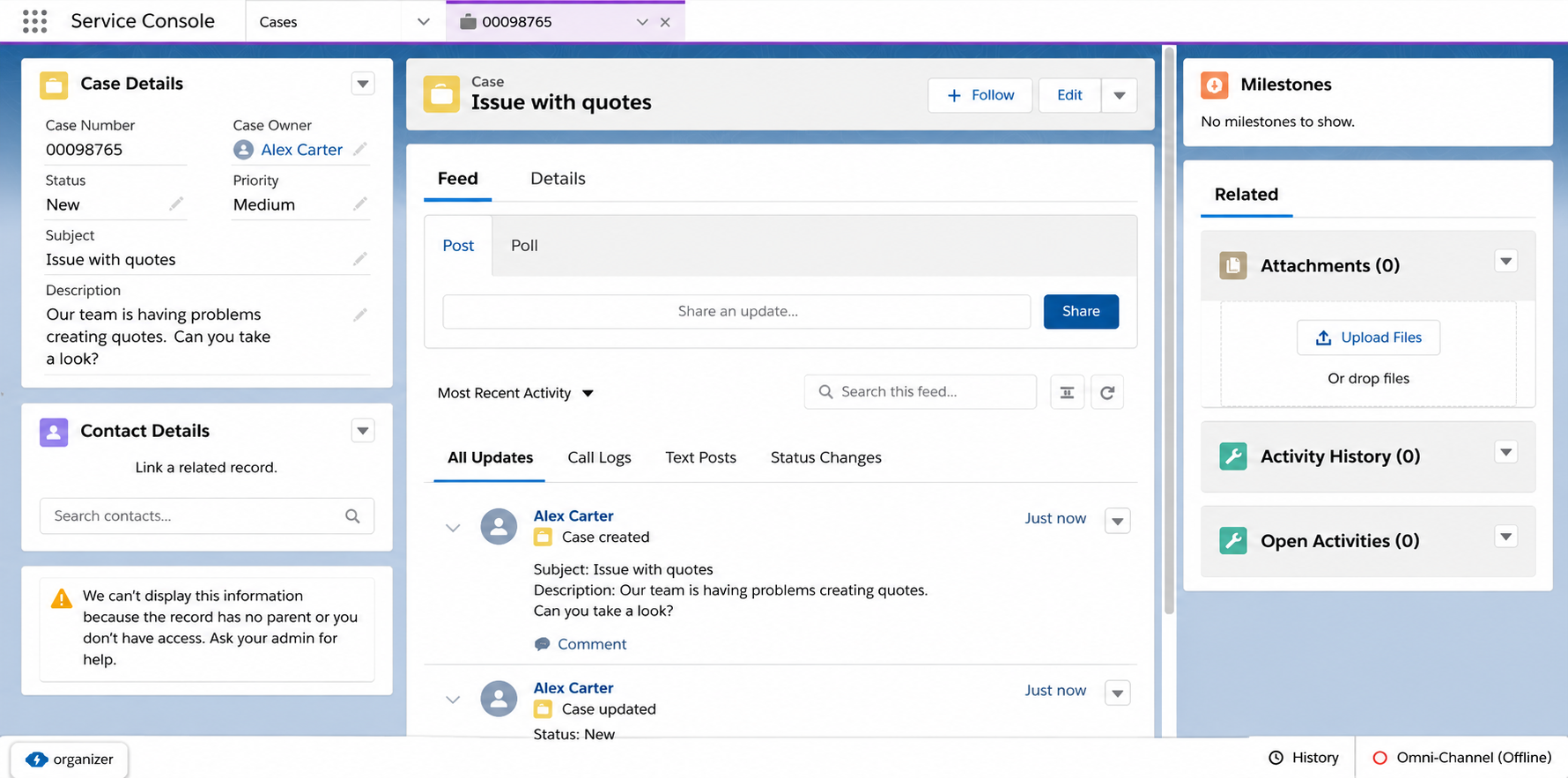 Salesforce Case record detail